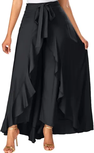 Maxi Skirts for Women Retro High Waist Layered Swing Skirt Elegant Irregular Ruffle Ankle Skirt Fall Winter Skirts