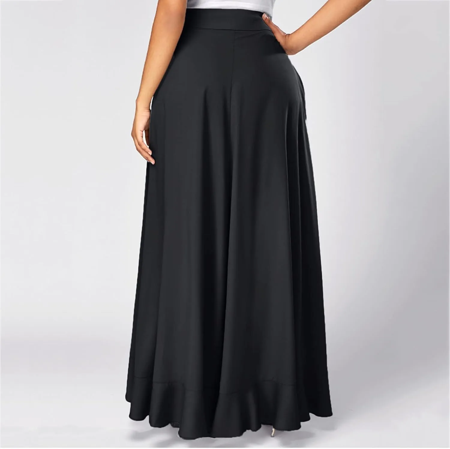 Maxi Skirts for Women Retro High Waist Layered Swing Skirt Elegant Irregular Ruffle Ankle Skirt Fall Winter Skirts
