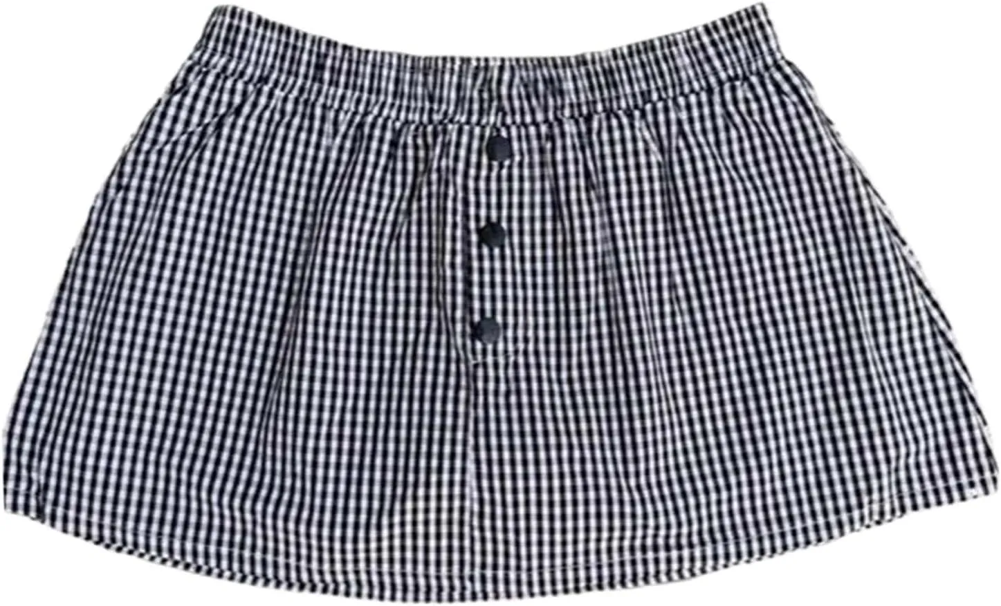Maxi Skirts for Women Short High Elastic Waist Button Casual Plaid Loose Fit Y2K Mini Skirts Trendy Clothes