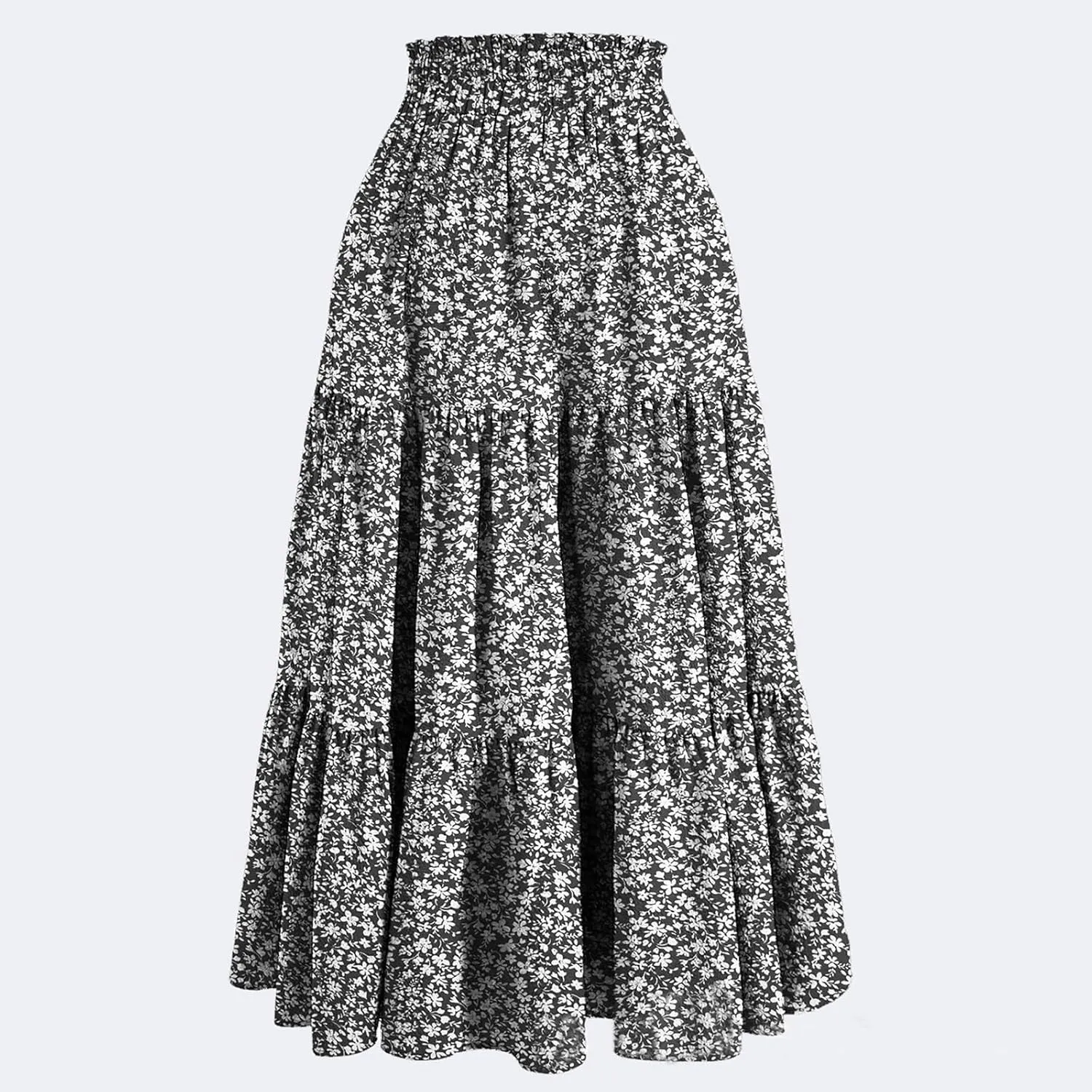 Maxi Skirts for Women Trendy Summer A Line Long Skirt Drawstring High Waisted Tiered Flowy Pleated Skirt with Pockets