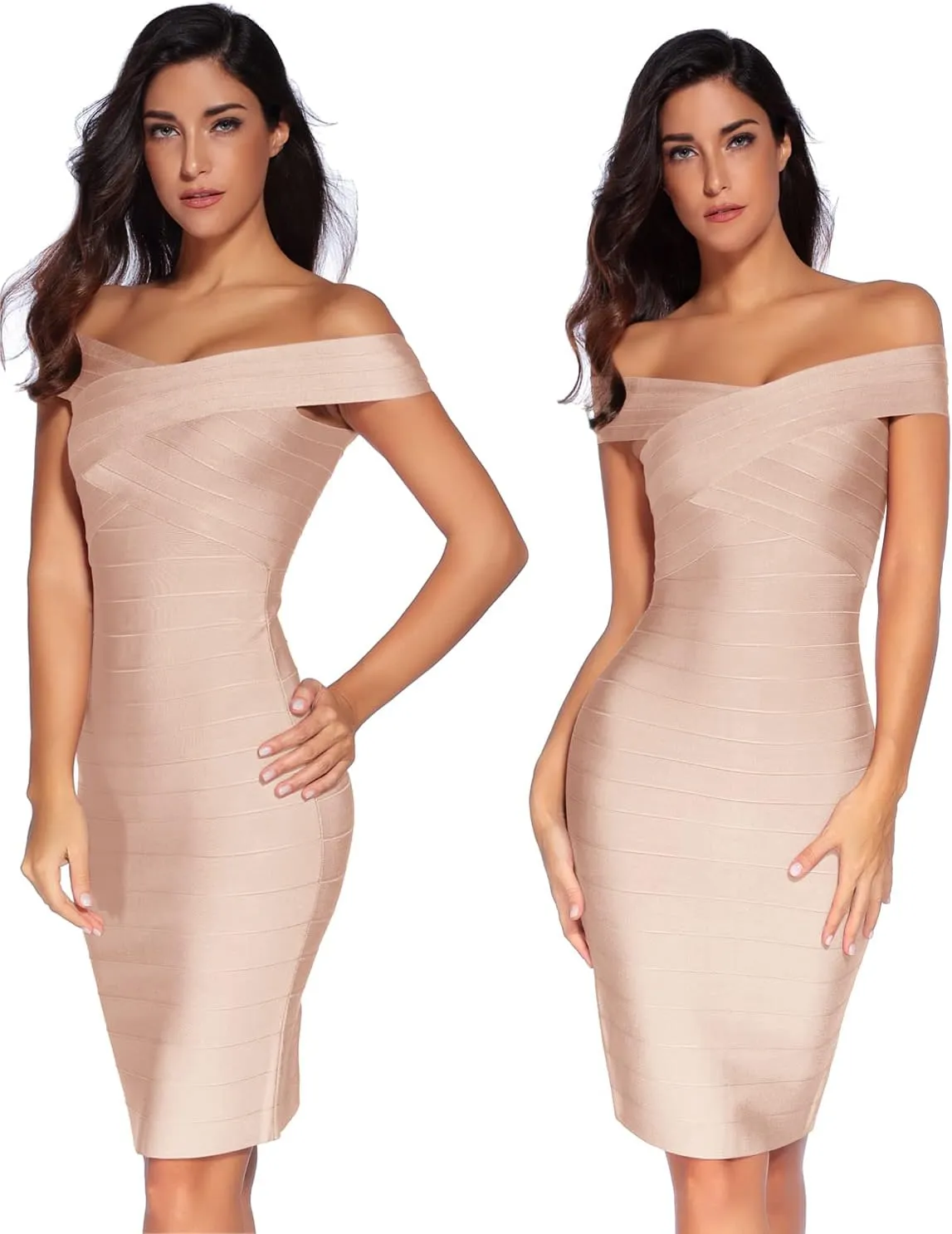 meilun Women's Rayon Off Shoulder Bandage Bodycon Party Dress
