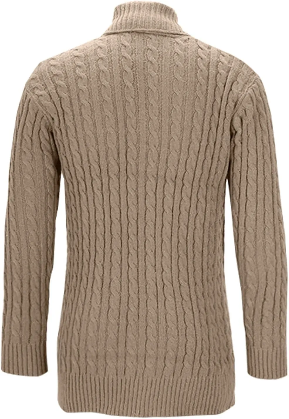 Men Casual Shawl Collar Cardigans Fall Winter Button Down Cable Knitted Mid-Length Cardigan Sweaters Long Sleeve Coat