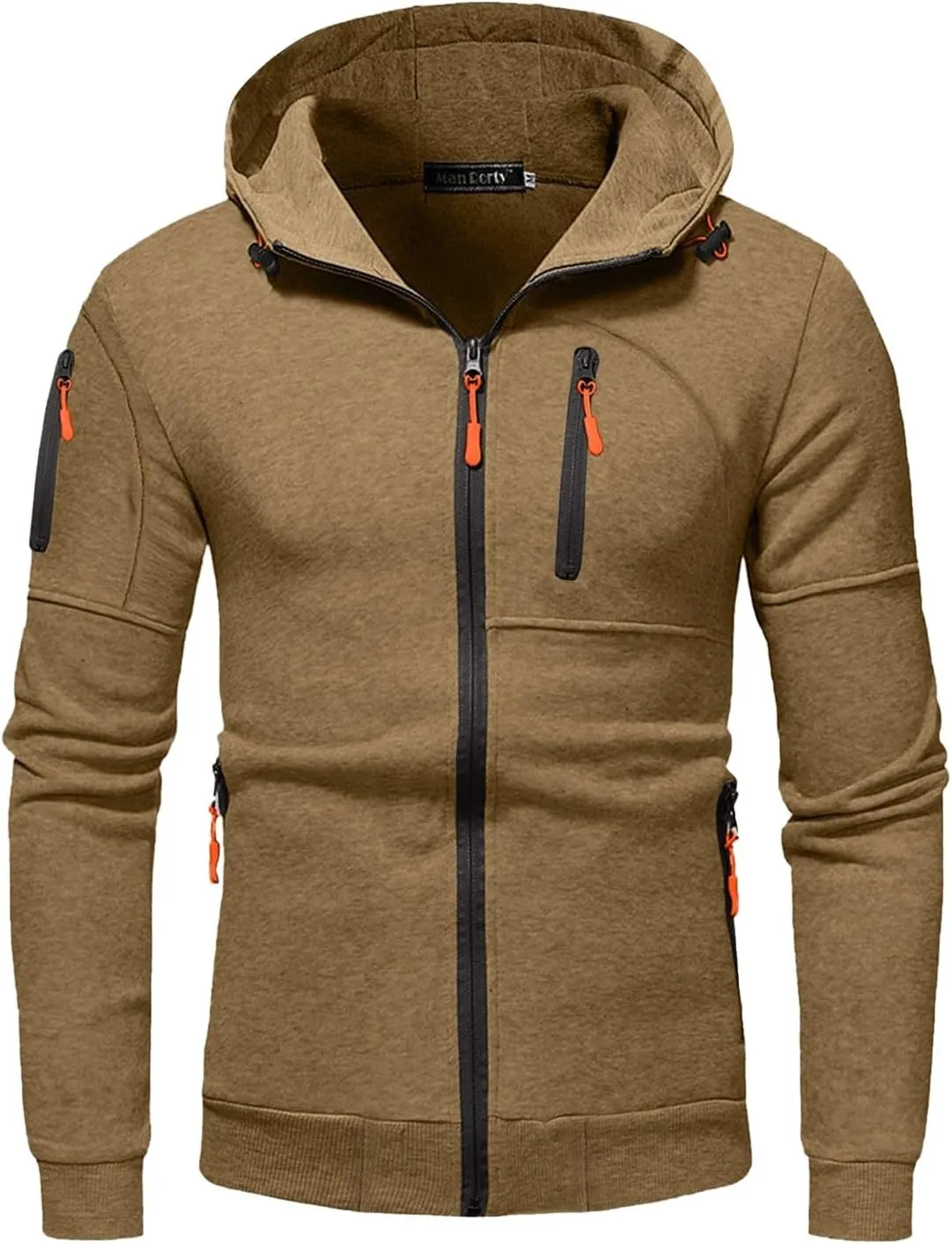 Men Hoodies Casual Hoodies for Men Full Zip Long Sleeve Sweatshirt Sports Hooded Work Jacket Tops with Zip Pockets