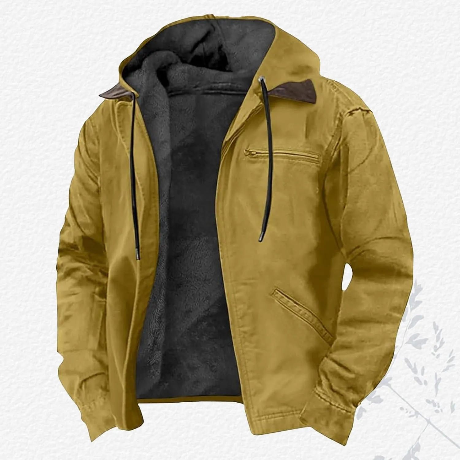 Men Winter Jacket Hoodies Fleece Lined Thick Warm Sweatshirt Outwear Zipper Casual Sherpa Coat with Pocket Plus Size