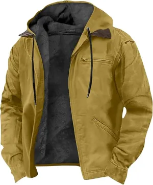 Men Winter Jacket Hoodies Fleece Lined Thick Warm Sweatshirt Outwear Zipper Casual Sherpa Coat with Pocket Plus Size