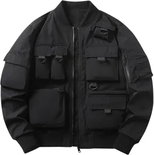 Men's Bomber Jacket Casual Fall Winter Military Coats Outwear Motorcycle Outdoor Flight Jackets with Multi Pockets