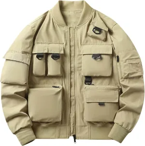 Men's Bomber Jacket Casual Fall Winter Military Coats Outwear Motorcycle Outdoor Flight Jackets with Multi Pockets