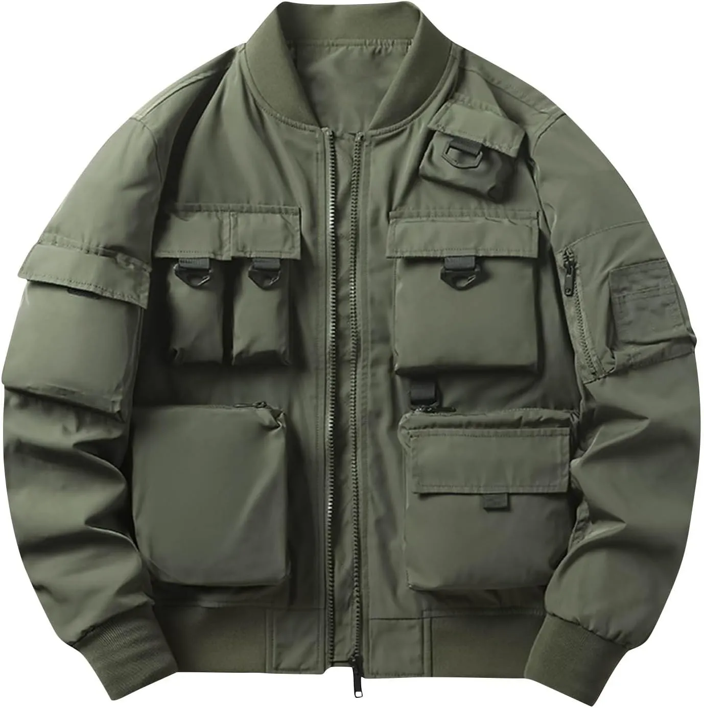 Men's Bomber Jacket Casual Fall Winter Military Coats Outwear Motorcycle Outdoor Flight Jackets with Multi Pockets