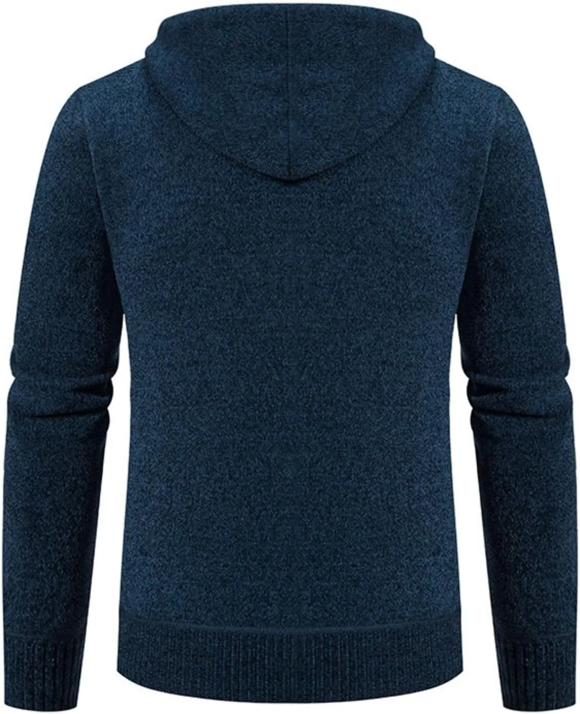 Mens Business Zip up Hooded Jackets Long Sleeve Knitted Cardigan Casual Jacket Slim Warm Wool Coats Trendy Clothes