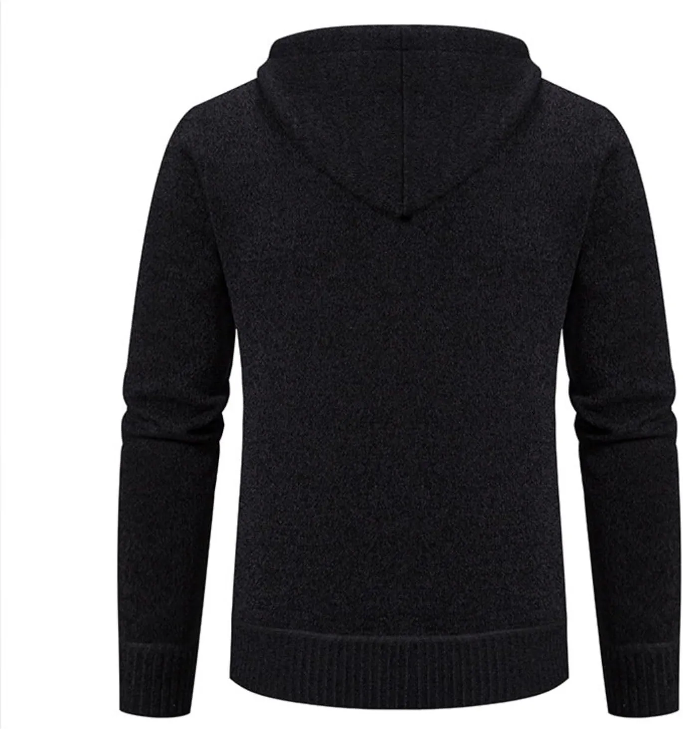 Mens Business Zip up Hooded Jackets Long Sleeve Knitted Cardigan Casual Jacket Slim Warm Wool Coats Trendy Clothes