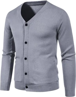 Mens Casual Slim Fit Cardigan Sweaters Long Sleeve V-Neck Basic Designed Cardigans Solid Button Down Knitted Sweater