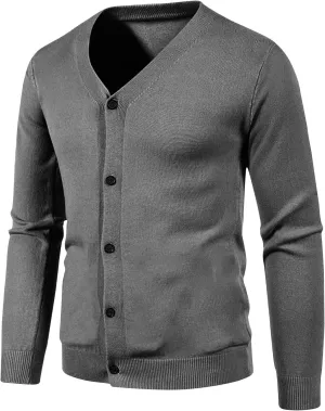 Mens Casual Slim Fit Cardigan Sweaters Long Sleeve V-Neck Basic Designed Cardigans Solid Button Down Knitted Sweater