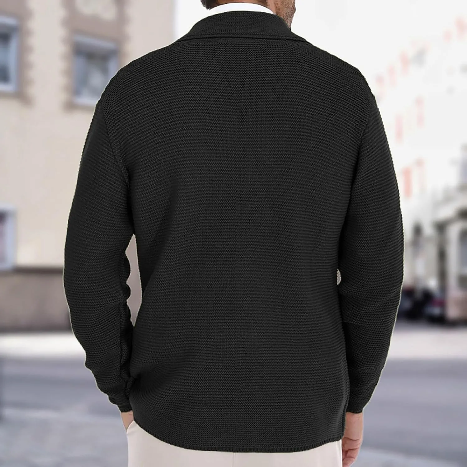 Men's Double Breast Cardigan Sweater Button Down Lightweight Long Sleeve Casual Knit Cardigans Outwear with Pockets