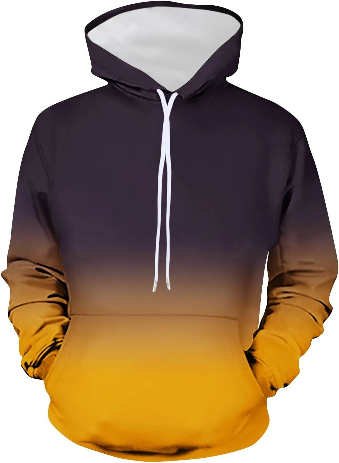 Men's Fashion Hoodies & Sweatshirts Casual Gradient Color Graphic Tee Shirts Long Sleeve Pullover Shirts With Pockets