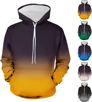 Men's Fashion Hoodies & Sweatshirts Casual Gradient Color Graphic Tee Shirts Long Sleeve Pullover Shirts With Pockets