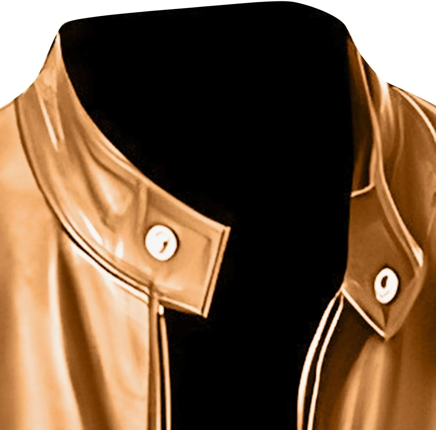 Mens Faux Leather Warm Fleece Zip Up Jacket Stand Collar Leather Motorcycle Jacket Lightweight Bomber Outwear PU Coat
