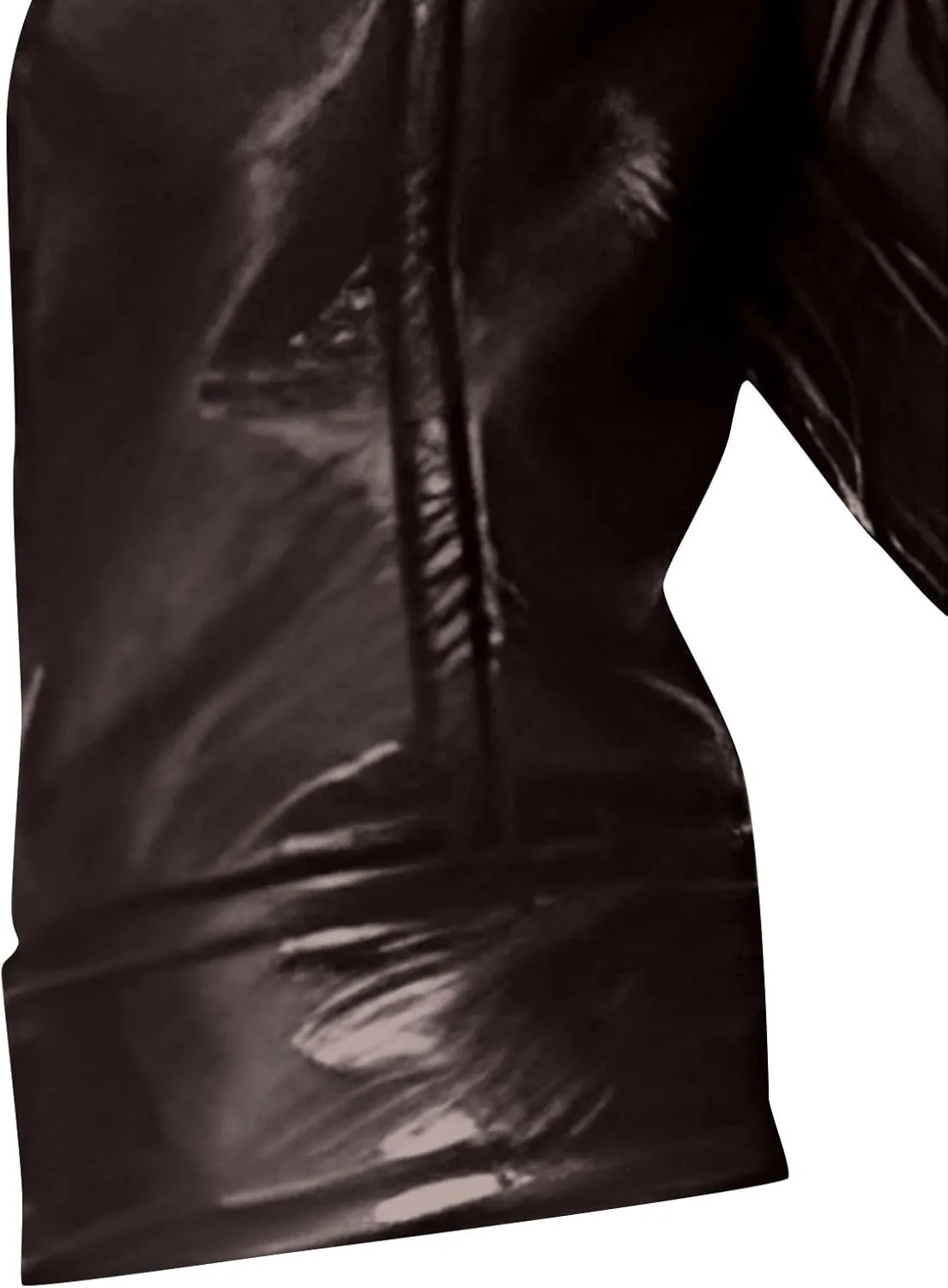Mens Faux Leather Warm Fleece Zip Up Jacket Stand Collar Leather Motorcycle Jacket Lightweight Bomber Outwear PU Coat