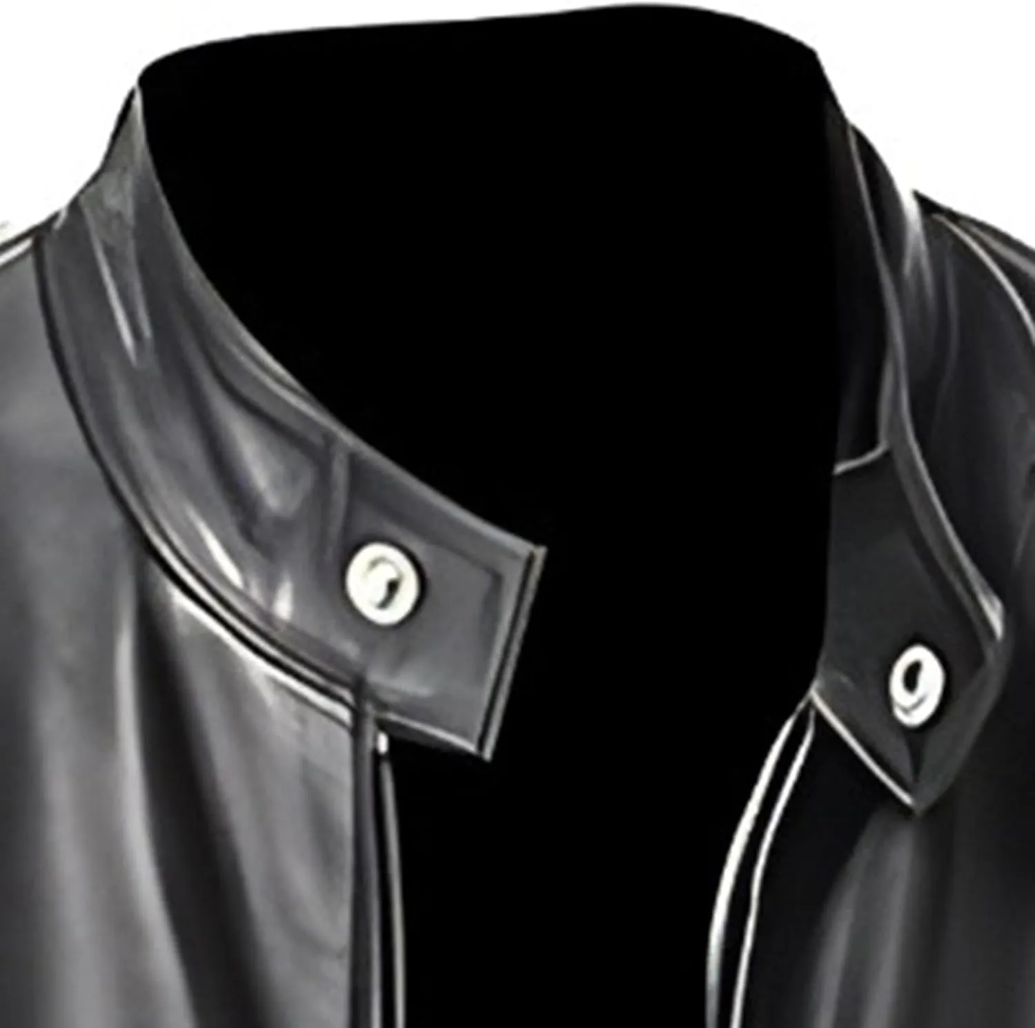 Mens Faux Leather Warm Fleece Zip Up Jacket Stand Collar Leather Motorcycle Jacket Lightweight Bomber Outwear PU Coat