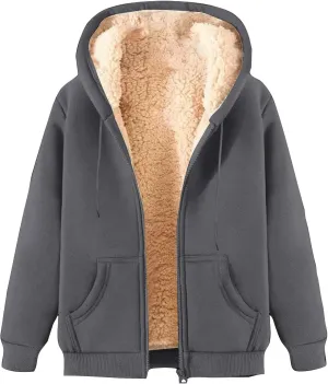 Men's Fleece Lined Thick Warm Full Zip Swaetshirts Fall Winter Trendy Fuzzy Hooded Jacket Casual Comfy Fashion Coat