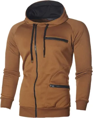 Men's Hoodies Casual Long Sleeve Zipper Sweatshirts Fashion Blouse Hooded Jackets Loose Fit Fall Winter Top