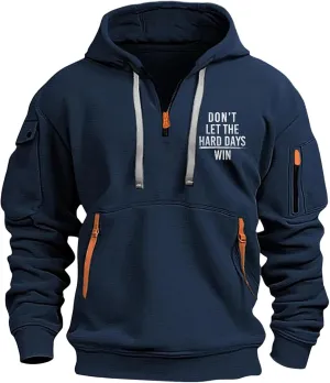 Mens Hoodies Pullover Quarter Zip American Flag Usa Printed Long Sleeve Drawstring Tactical Sweatshirts With Pockets
