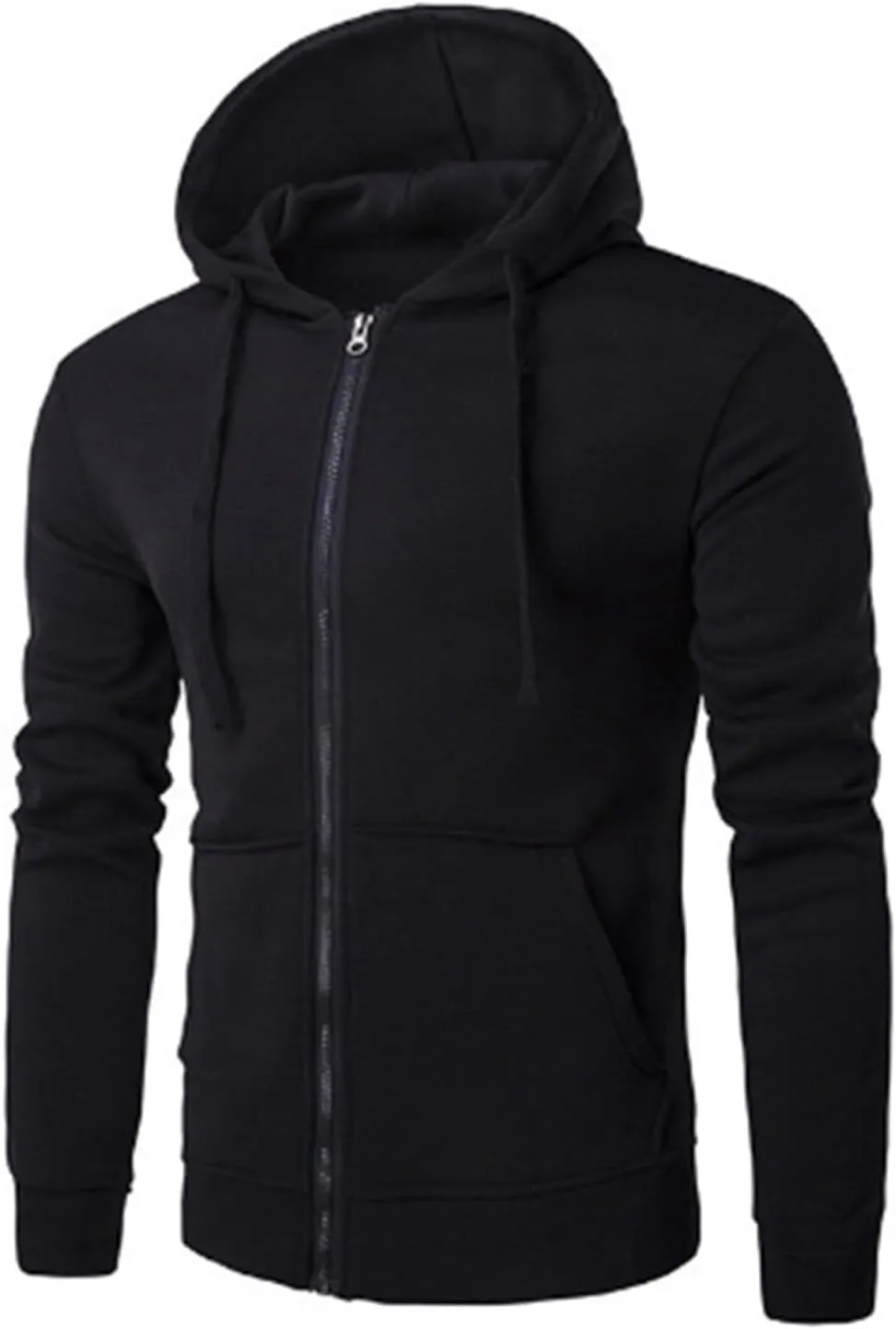 Mens Hoodies,Black Hoodie Full Zip Sweatshirts Jacket Teen Boys Fleece Coat Fall Casual Long Sleeve Zip Up Pullover