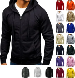 Mens Hoodies,Black Hoodie Full Zip Sweatshirts Jacket Teen Boys Fleece Coat Fall Casual Long Sleeve Zip Up Pullover
