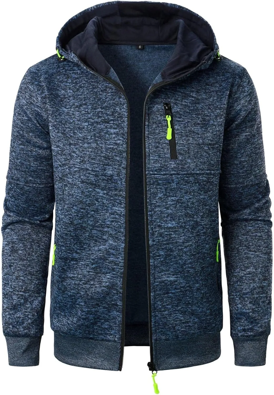 Men's Long Sleeve Full Zip Hoodies Casual Patterned Slim Fit Hooded Sweatshirt Active Workout Sweatshirt with Pockets