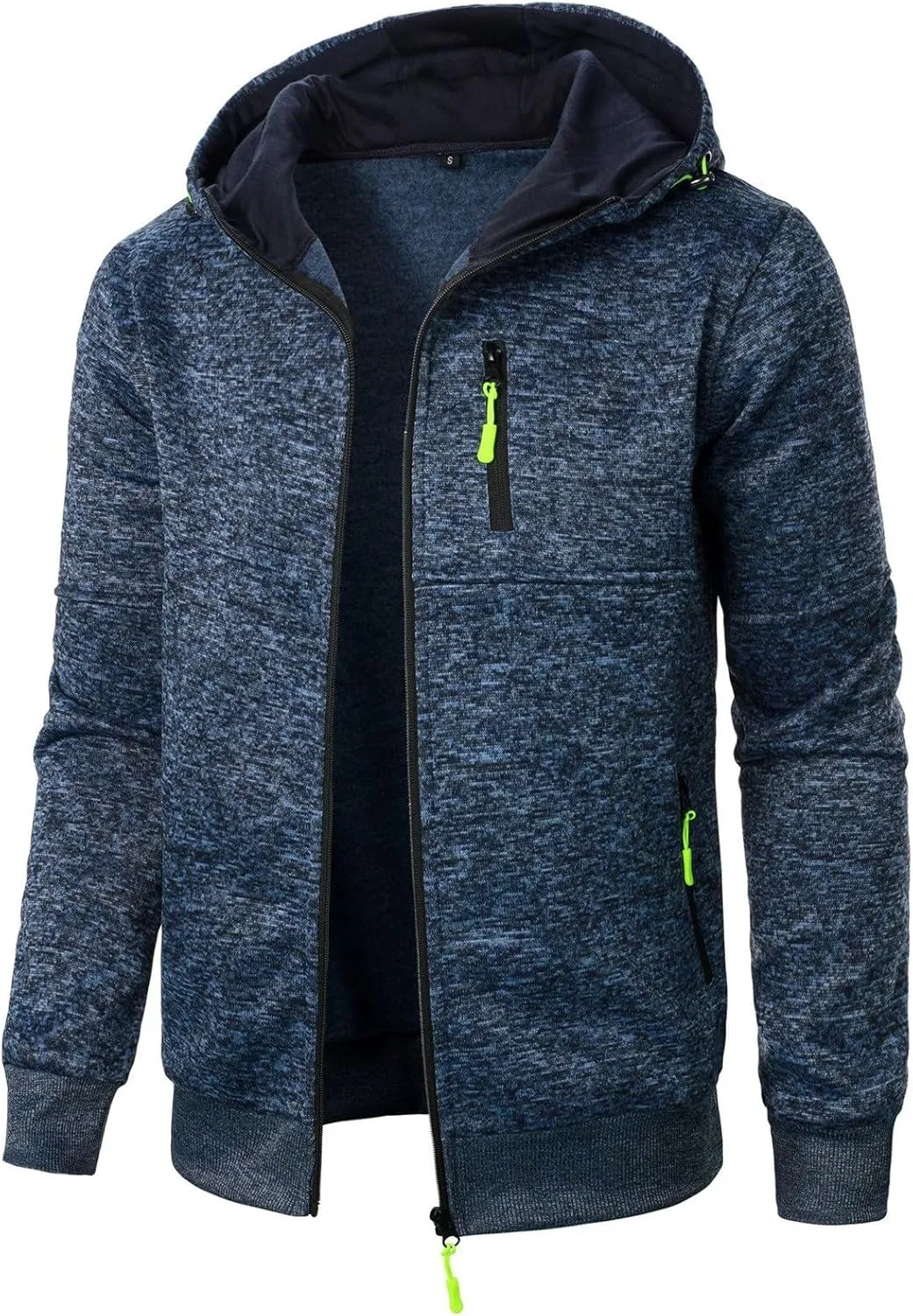 Men's Long Sleeve Full Zip Hoodies Casual Patterned Slim Fit Hooded Sweatshirt Active Workout Sweatshirt with Pockets