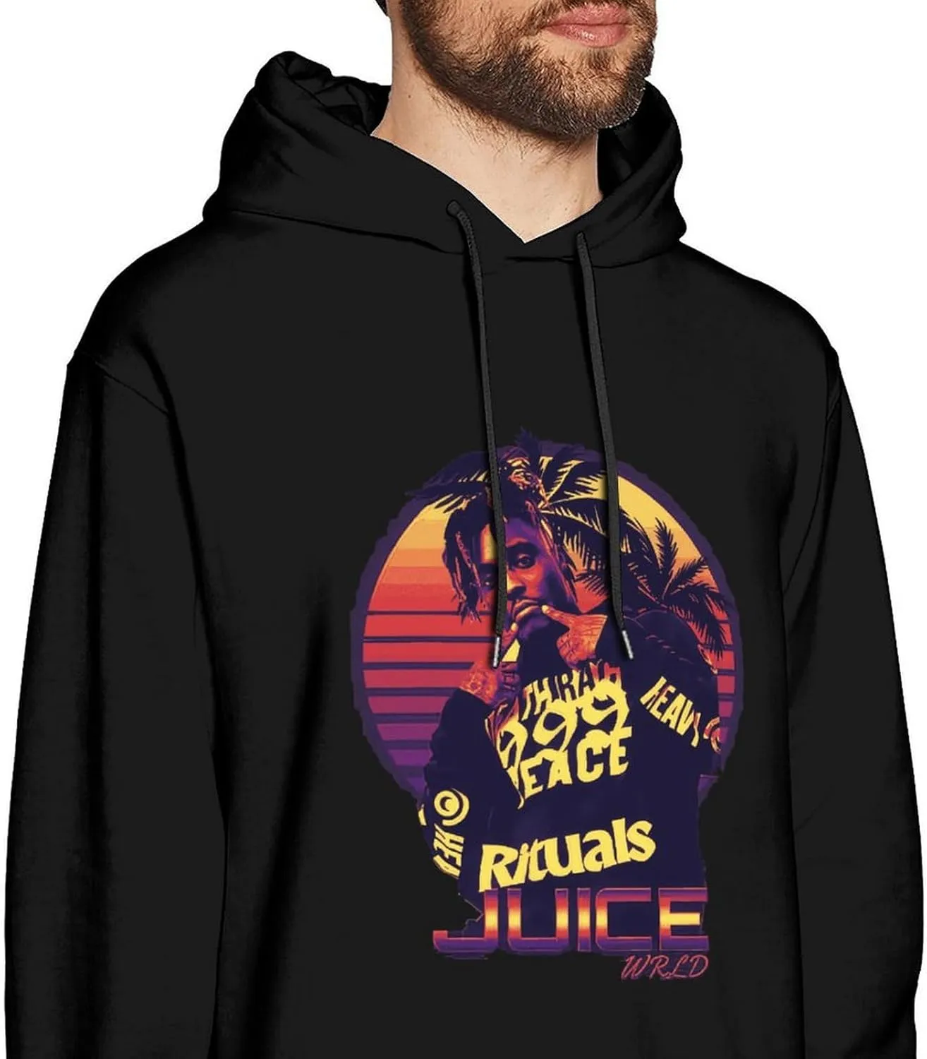 Men's Long Sleeve Pullover Hoodies Fashion 3D Printed Graphic Drawstring Winter Hooded Sweatshirts
