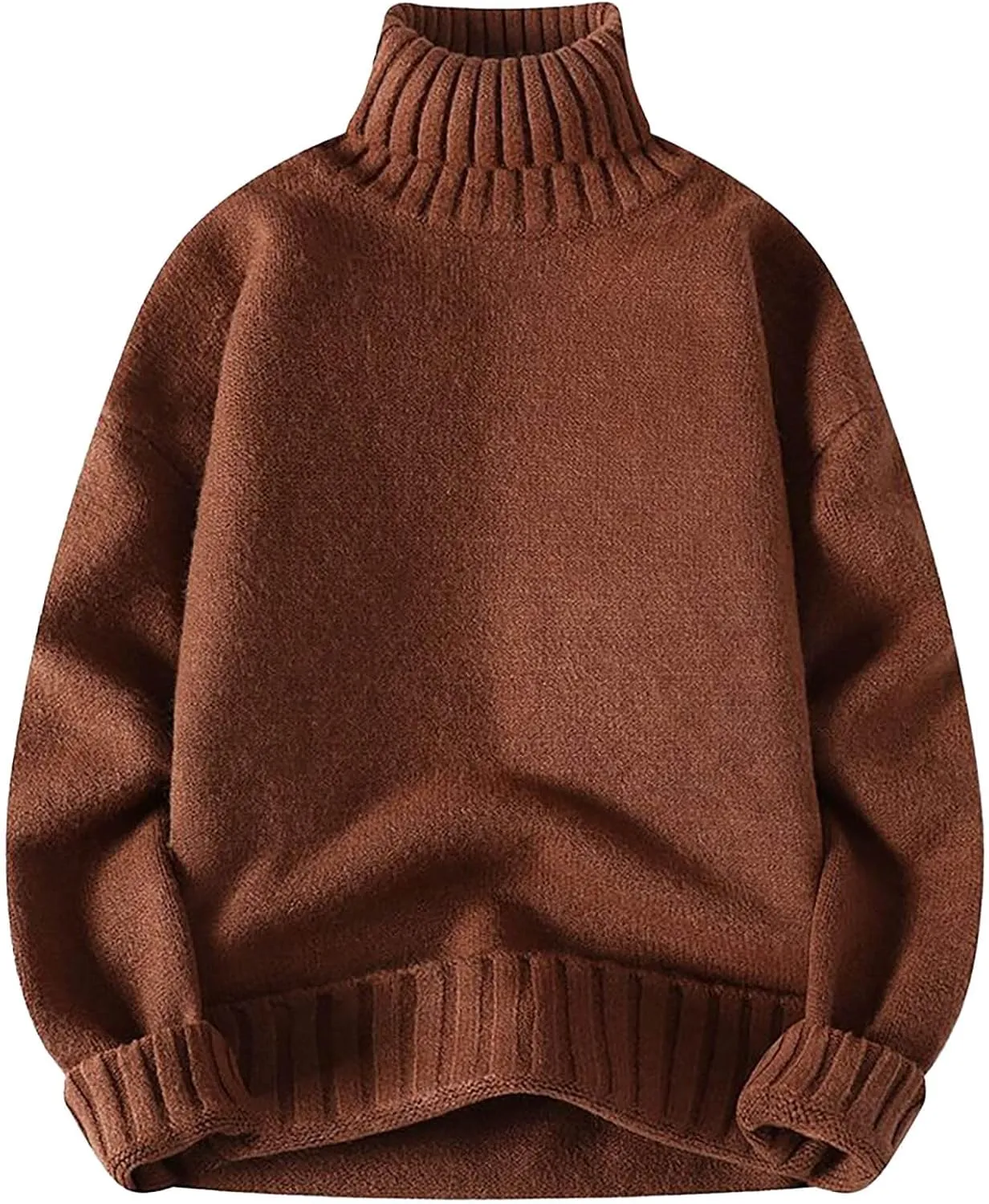 Men's Oversized Sweaters Turtleneck Knitted Pullover Long Sleeve Chunky Casual Fall Winter Warm Cardigans Relaxed Fit