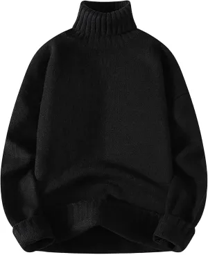 Men's Oversized Sweaters Turtleneck Knitted Pullover Long Sleeve Chunky Casual Fall Winter Warm Cardigans Relaxed Fit