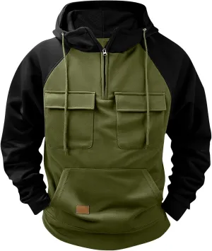 Men's Pullover Hoodies Formal Comfy Long Sleeve Sweatshirts Graphic Quarter Zip Sweaters with Hooded