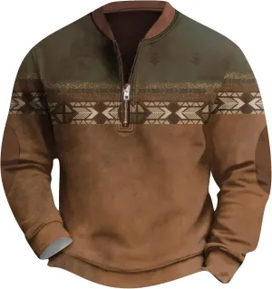 Mens Quarter Zip Sweater with Elbow Patches Long Sleeve Polo Shirts Vintage Waffle Sweatshirts