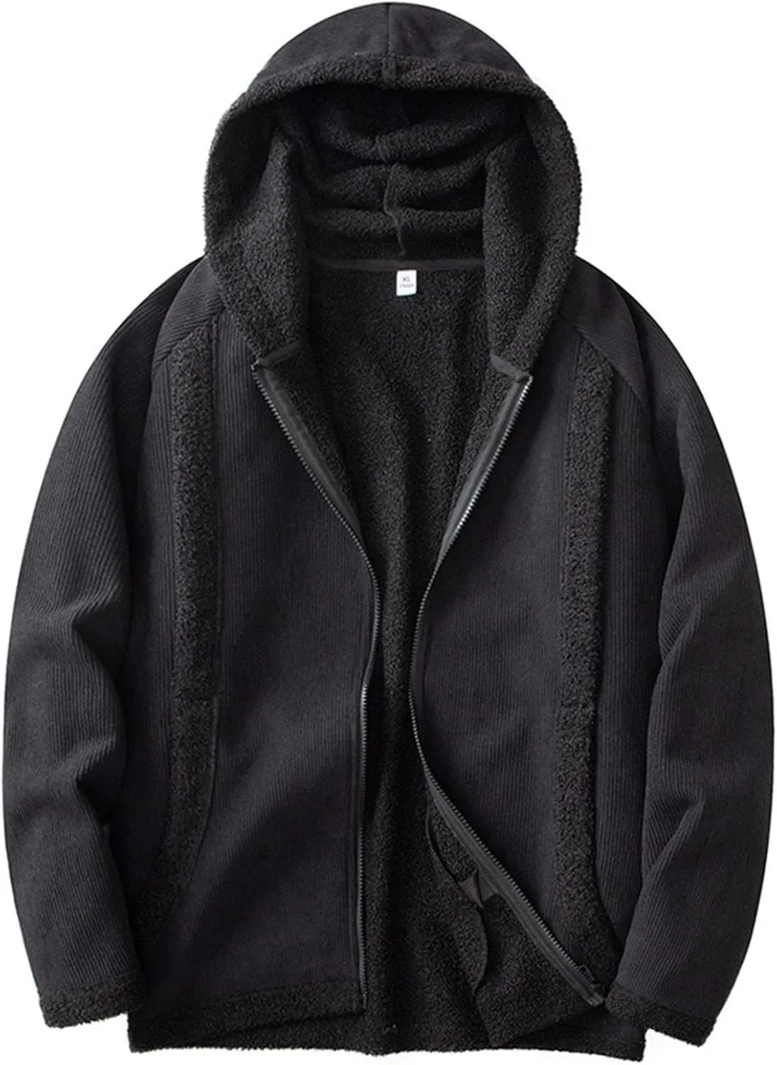 Men's Sherpa Hoodie Jacket Fleece Lined Zip Up Warm Hoodies Sweatshirt Winter Zipper Sweater Hooded Coat