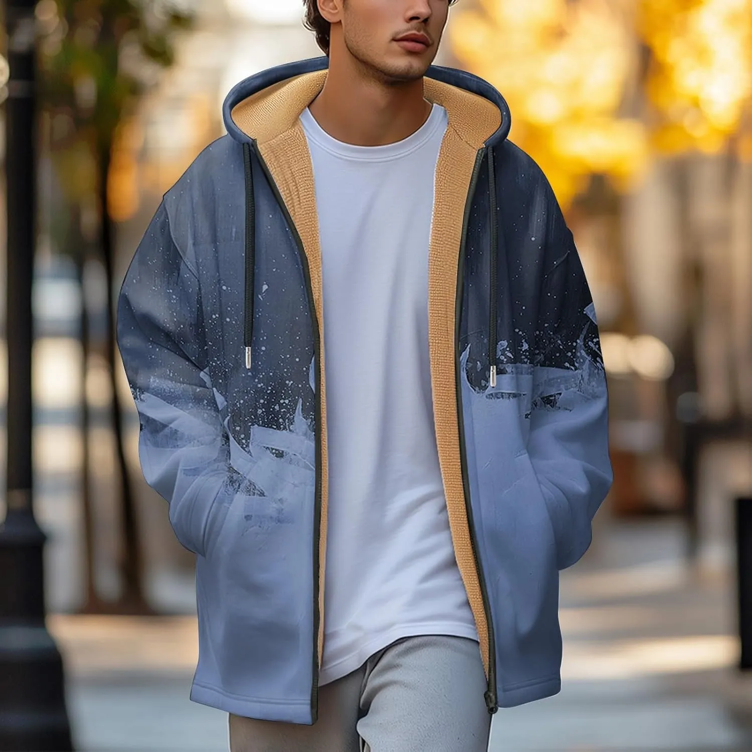 Mens Sherpa Lined Hoodie Full-Zip Fleece Thick Hoodies Heavyweight Thermal Warm Sweatshirt