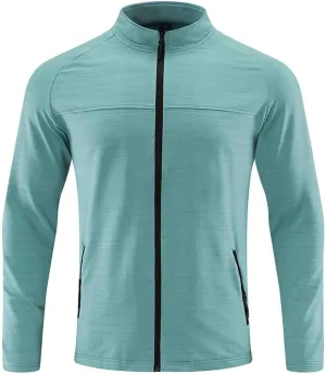 Men's Stretchy Quick Dry Running Sport Jacket w Zipper Pockets Full Zip Workout Athletic Fitness Jackets for Training