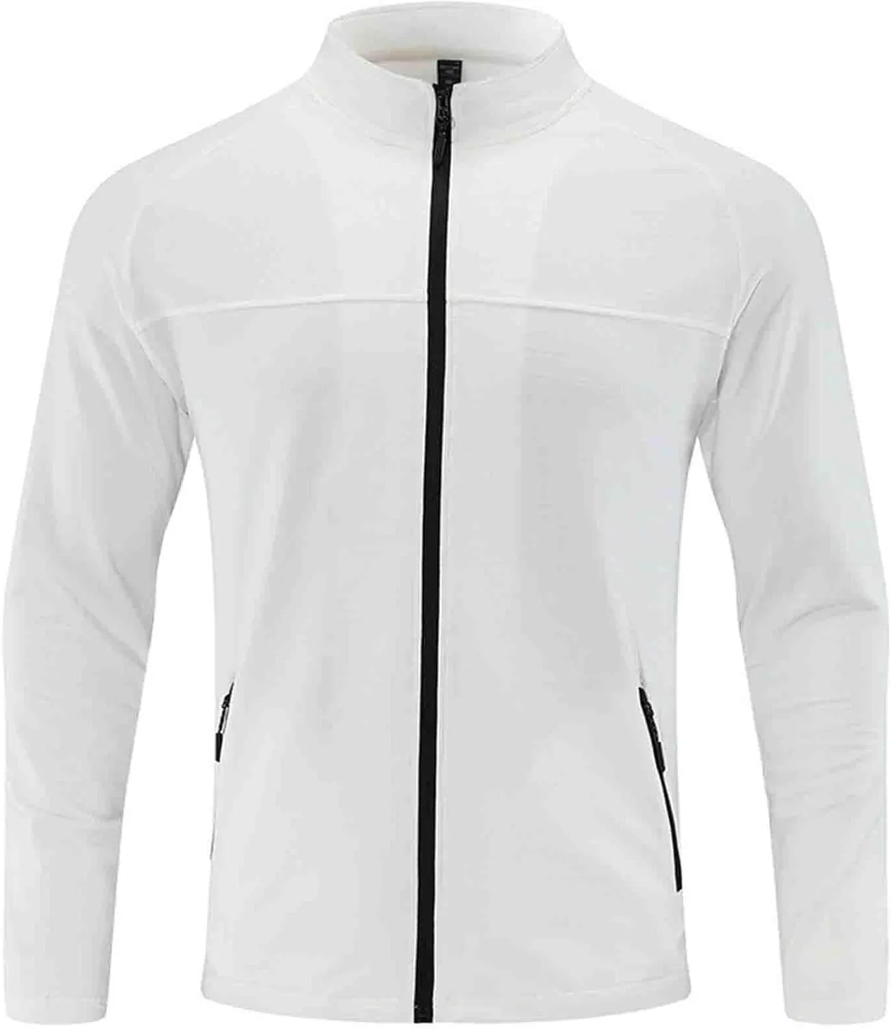 Men's Stretchy Quick Dry Running Sport Jacket w Zipper Pockets Full Zip Workout Athletic Fitness Jackets for Training