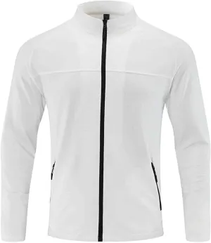 Men's Stretchy Quick Dry Running Sport Jacket w Zipper Pockets Full Zip Workout Athletic Fitness Jackets for Training