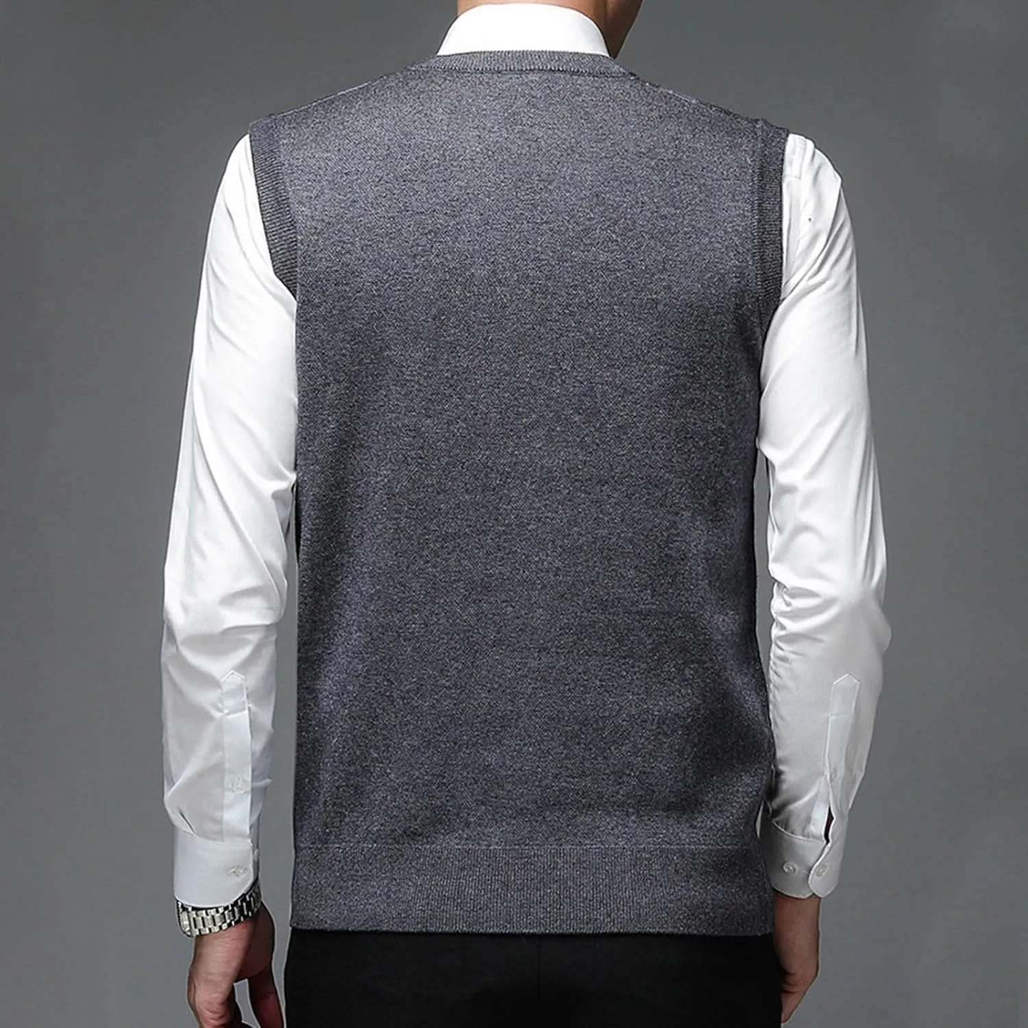 Mens Stylish Argyle Sweater Vests Classic V-Neck Knit Sleeveless Casual Pullover Sweaters Fall Winter Warm Tank Tops