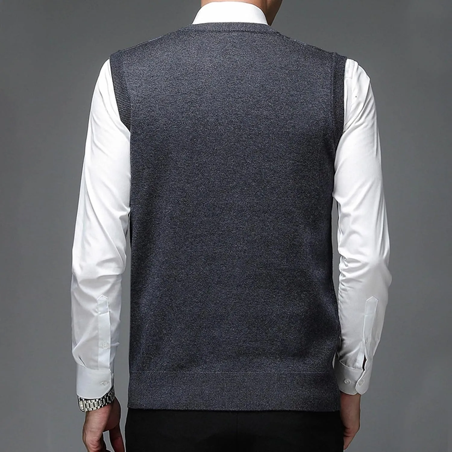 Mens Stylish Argyle Sweater Vests Classic V-Neck Knit Sleeveless Casual Pullover Sweaters Fall Winter Warm Tank Tops