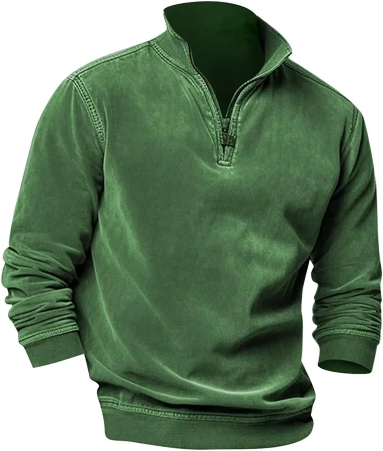 Men's Thermal Fleece Quarter-Zip Pullover, Winter Outdoor Warm Sweater Lightweight Running Sweatshirt