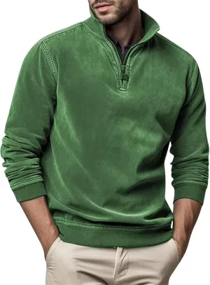 Men's Thermal Fleece Quarter-Zip Pullover, Winter Outdoor Warm Sweater Lightweight Running Sweatshirt