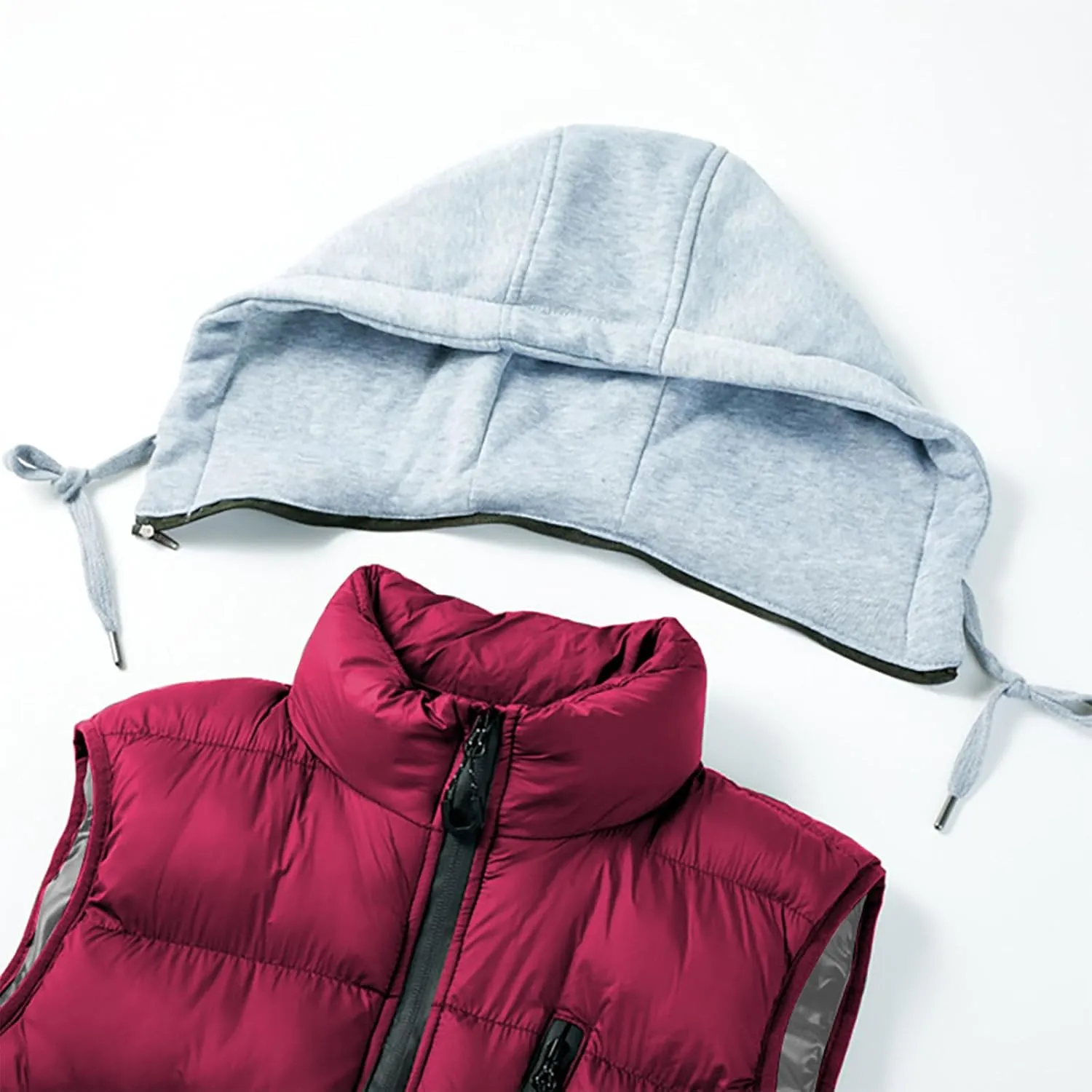 Men's Thicken Winter Warm Vest Sleeveless Padded Puffer Jacket Lightweight Windproof Hooded Vest with Removable Hood