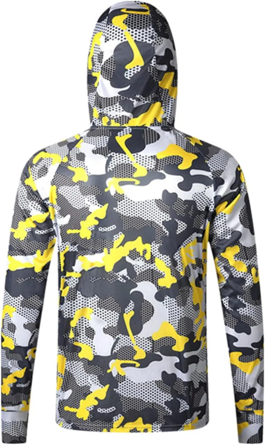 Men's UPF 50  Light Jacket Sun Protection Hooded SPF UV Jacket Outdoor Hiking Fishing Camo Shirt Long Sleeve Full Zip
