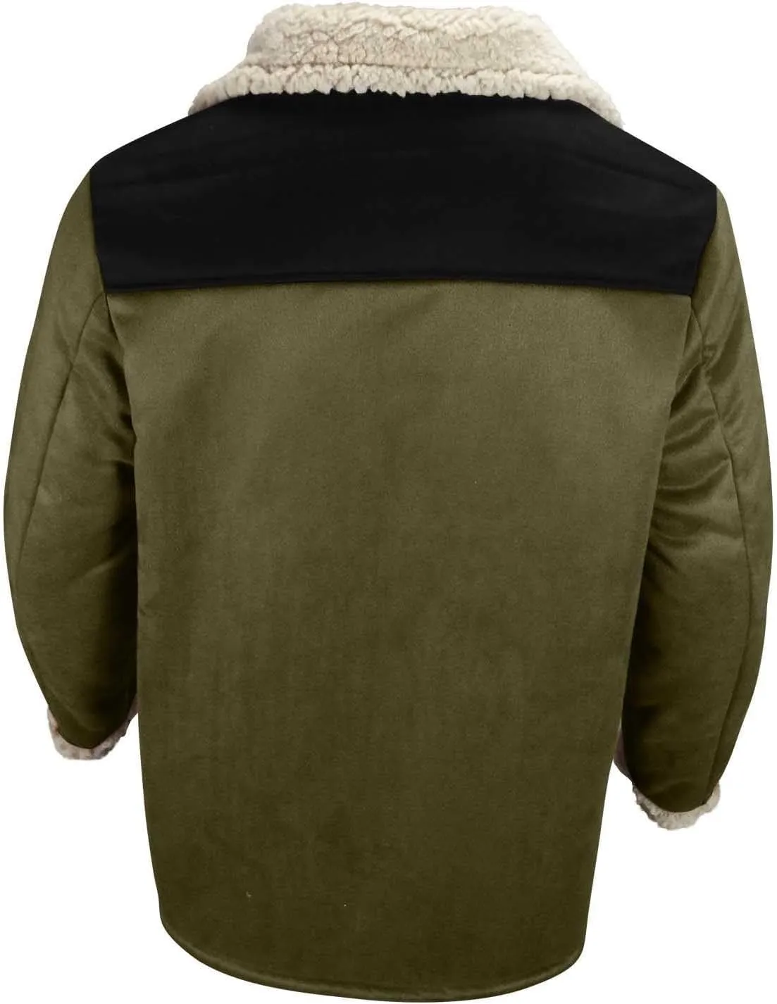 Men's Vintage Suede Jacket Plush Collar Coat Faux Leather Fleece Jacket Winter Zip Up Motorcycle Jackets Retro Coats