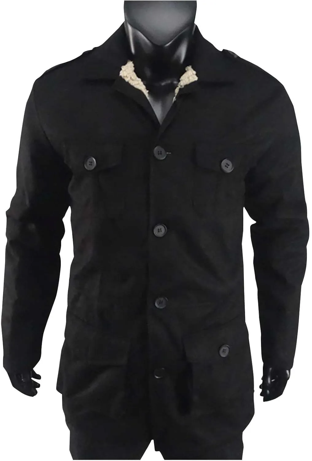 Men's Vintage Suede Jacket Winter Warm Sherpa Fleece Lined Jackets Retro Fashion Button Up Motorcycle Outerwear Coats