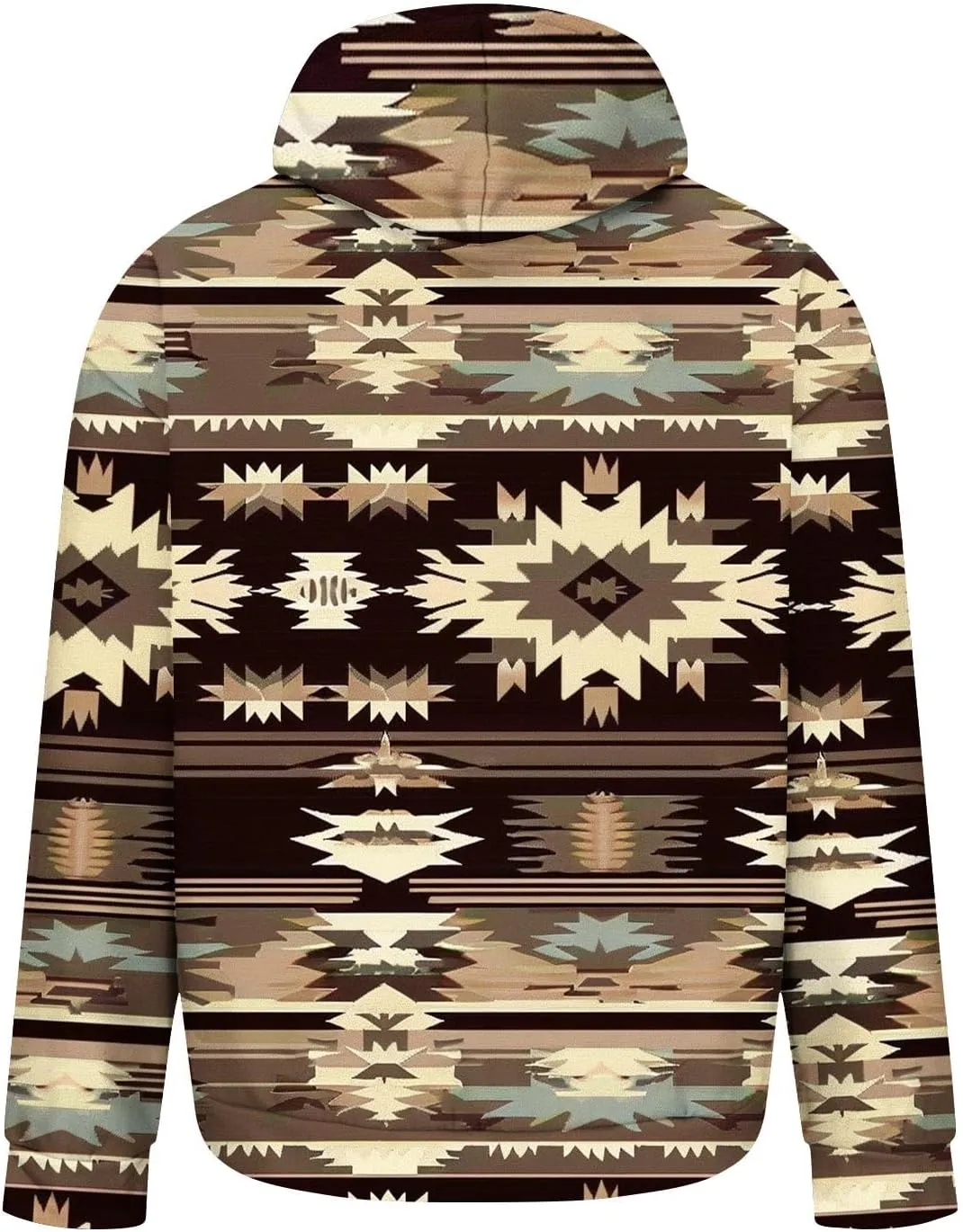 Men's Vintage Western Hoodies Aztec Ethnic Printed Tops Long Sleeve Tribal Ethnic Print Hooded Sweatshirts