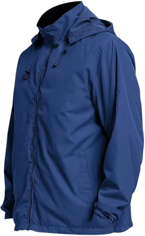 Men's Waterproof Raincoat Zip Up Lightweight Rain Jacket with Detachable Hood Softshell Windbreaker for Hiking Travel