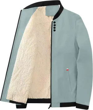 Men's Winter Bomber Jacket Thickened Warm Fleece Lined Sherpa Jackets Zip Up Casual Thermal Trucker Coat with Pockets